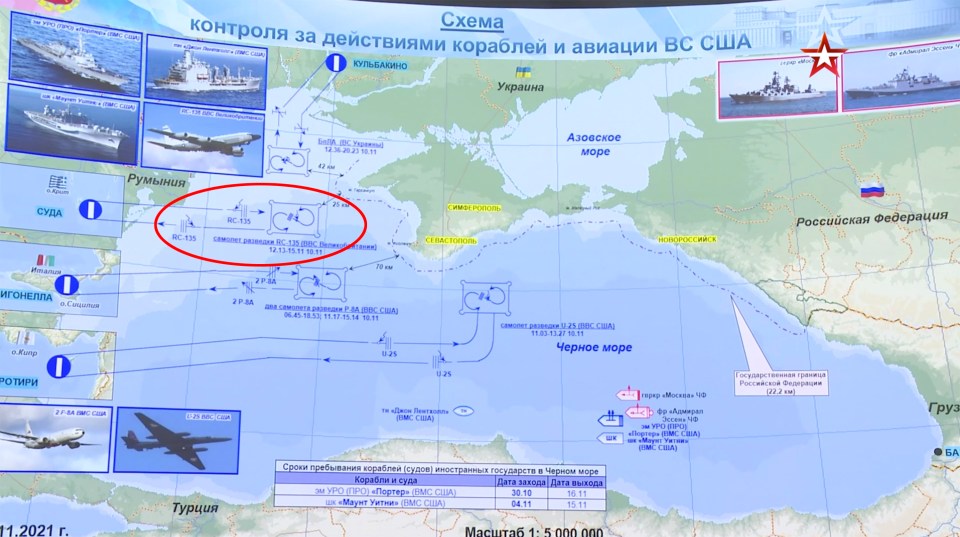 The Russians released a map of where the plane was intercepted