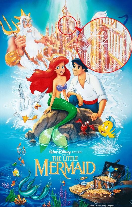 Disney fans also think a phallic-shaped object is in the castle of The Little Mermaid poster