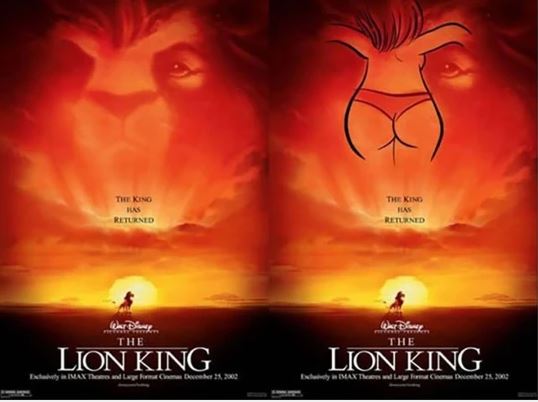 Elsewhere, many fans feel like they can see a lady's bottom in The Lion King poster