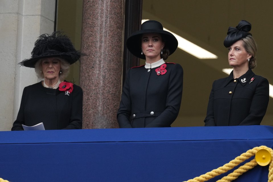 Camilla, Kate and Sophie Wessex at the Remembrance Sunday service