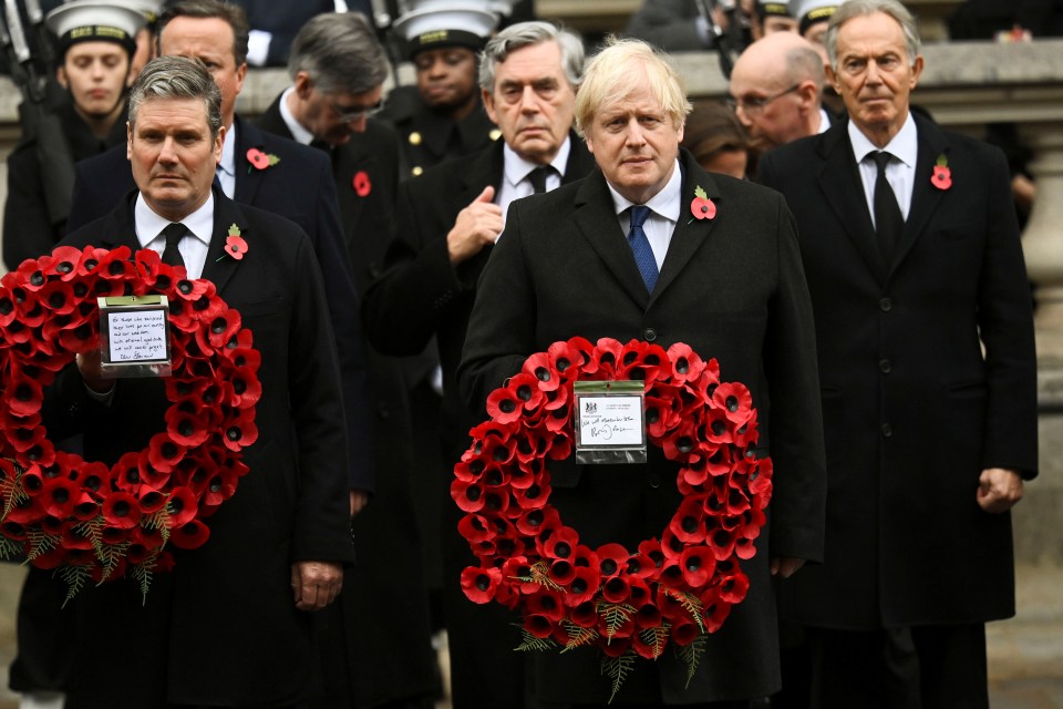 Boris Johnson and Sir Keir Starmer also laid wreaths at today's service