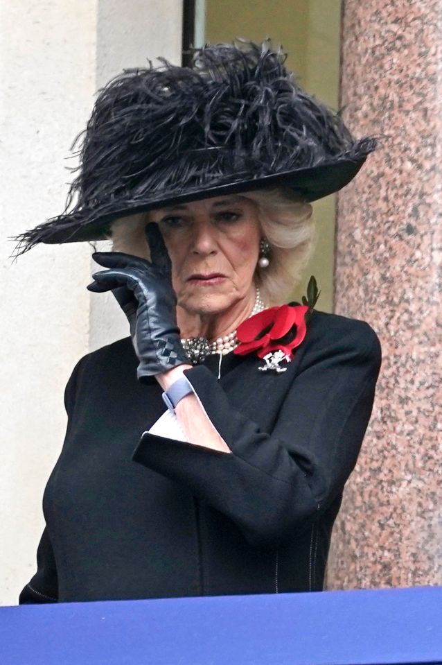 Camilla was also seen looking tearful as the nation came together