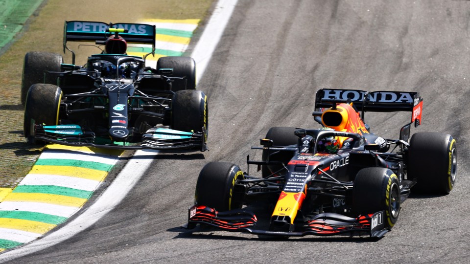 Max Verstappen and Lewis Hamilton had a little tussle at the Brazilian Grand Prix