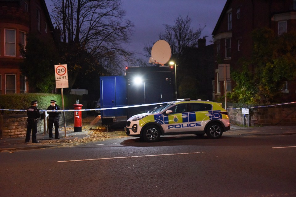 Police were pictured guarding Rutland Avenue on Monday morning