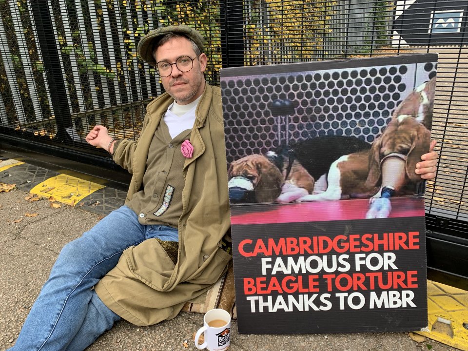 Will chained himself outside the facility in Cambridgeshire