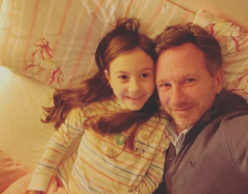 Horner has an eight-year-old daughter Olivia from a previous relationship with Beverley Allen