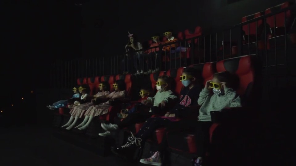 The kids then wore 3D glasses for a cinema ride with moving rows of seats