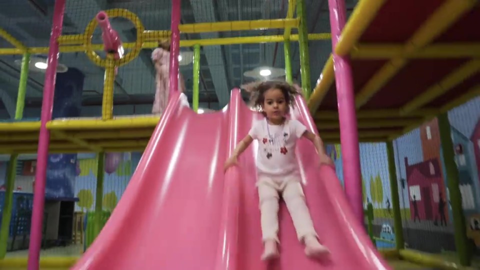 The kids then moved to playing on the slides