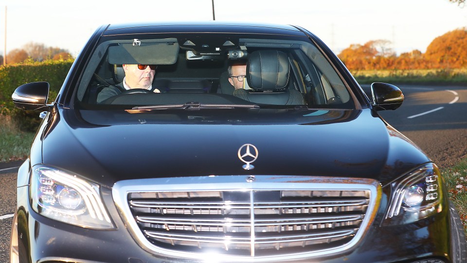 Ed Woodward, right, arrives at Carrington this morning