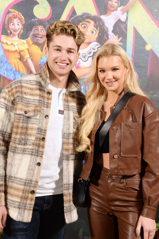 AJ Pritchard, pictured with Abbie at the star-studded Disney Encanto premiere today, has supported his girlfriend throughout her recovery