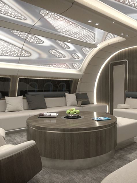 The aircraft will feature proper sized bedrooms, bathrooms, dining rooms and offices