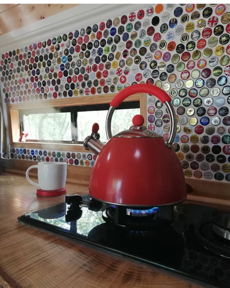 Their friends helped them make their bottle top splashback