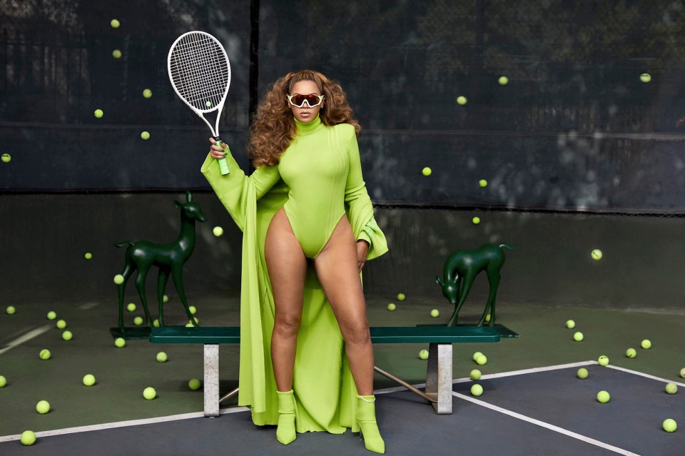 Beyoncé   served up her new green range for her Ivy Park Adidas collection