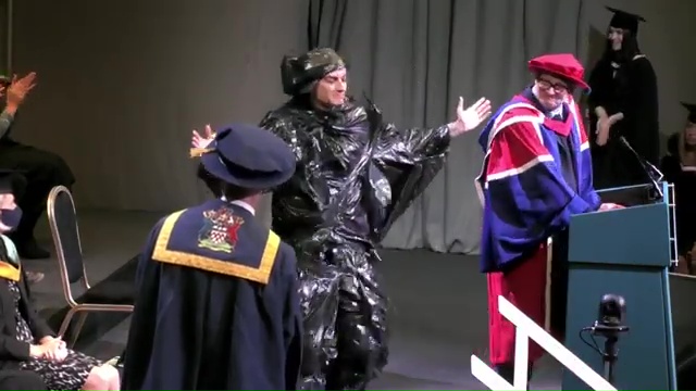 He got a round of applause when he collected his degree on stage