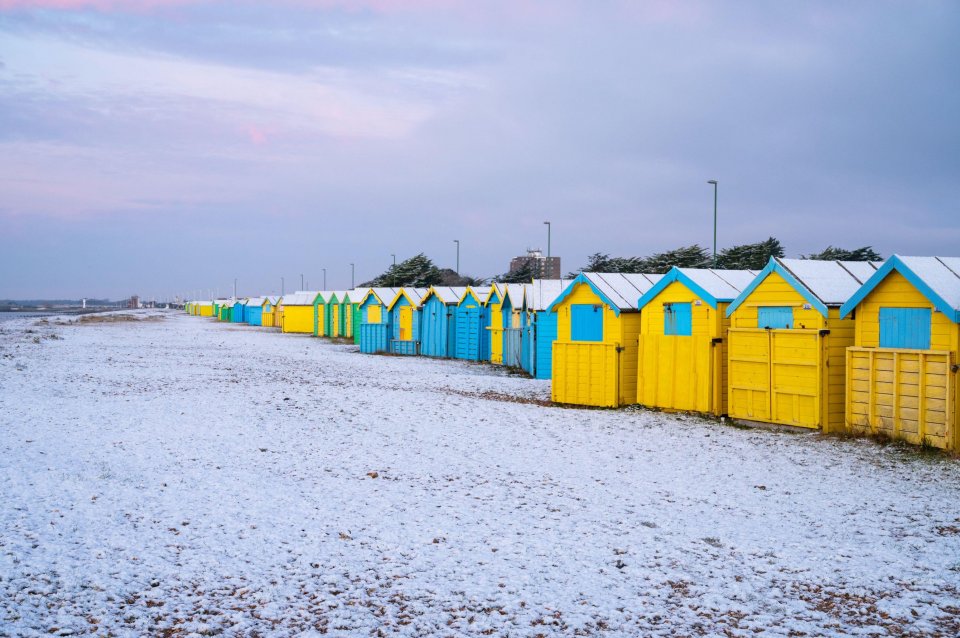 The beach at Littlehampton with remaining snow yesterday