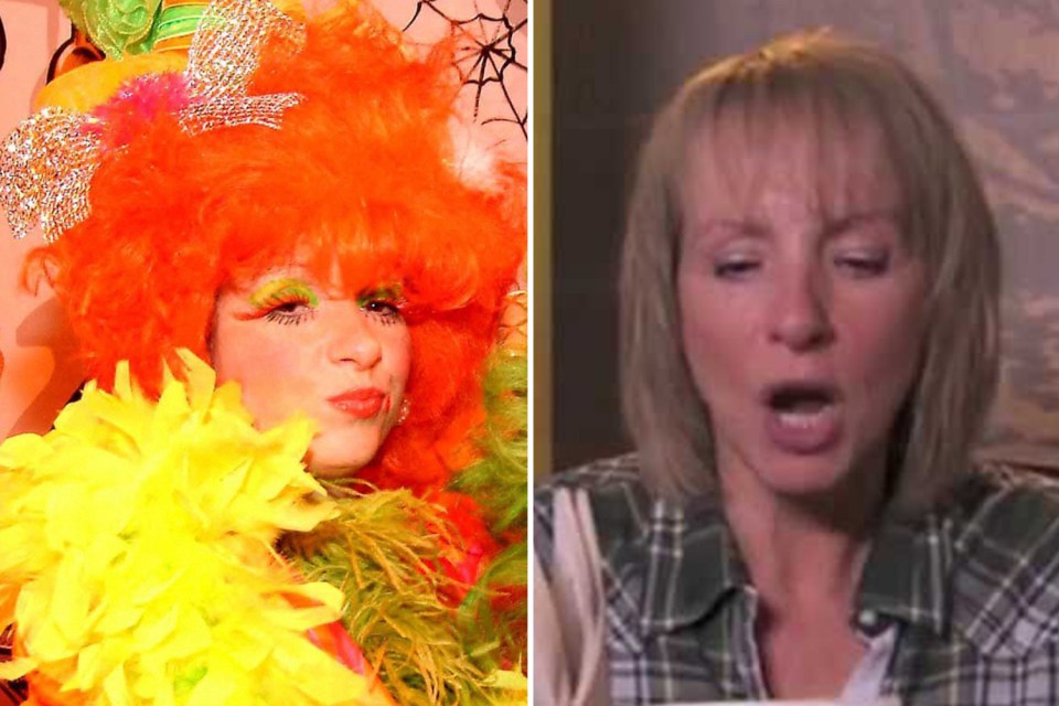 Sue, left, in the CBeebies panto and in recent story show