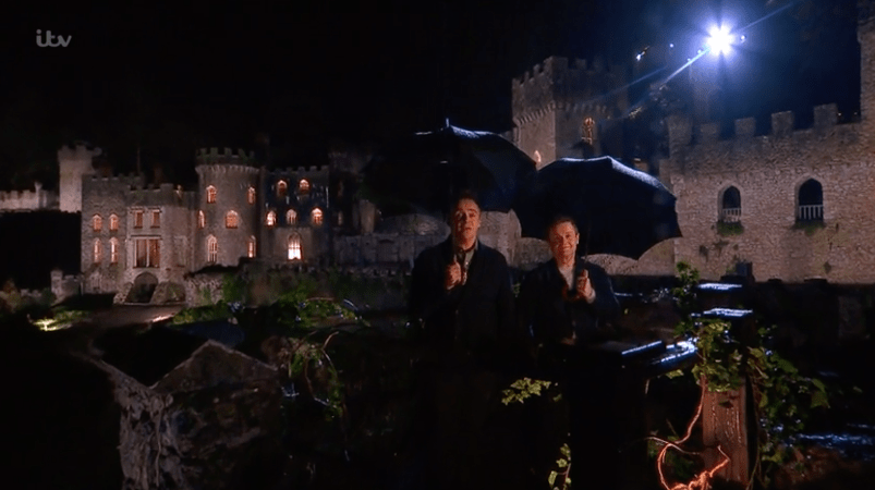 Ant and Dec sheltered from the rain with umbrellas as the show returned