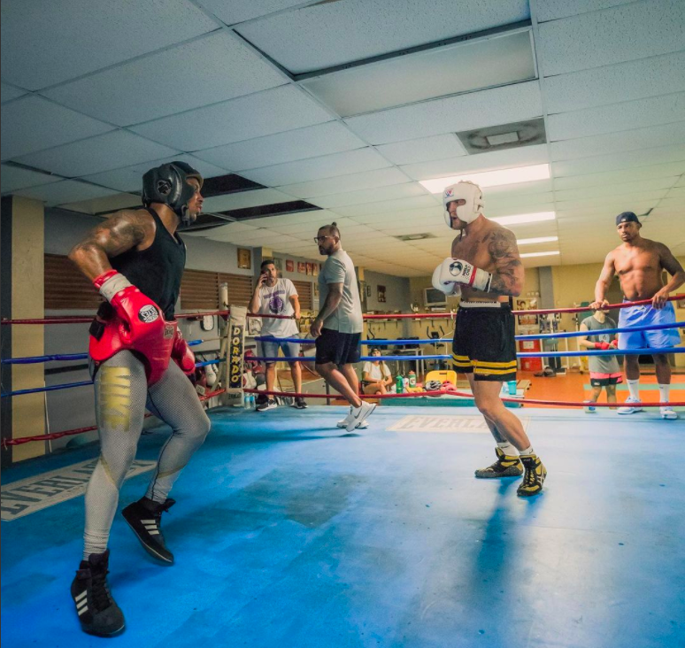 Anthony Taylor sparring with Jake Paul