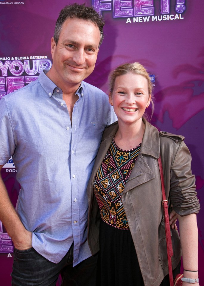 The actress and husband James Thornton at a theatre premiere in London