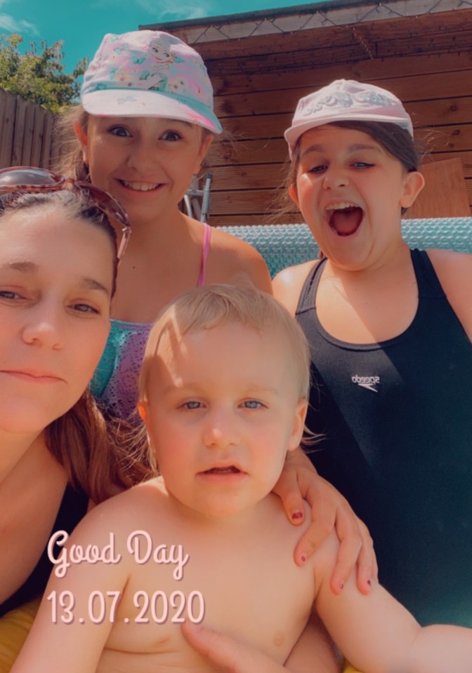 Carrie Durbirdge with three of her four kids