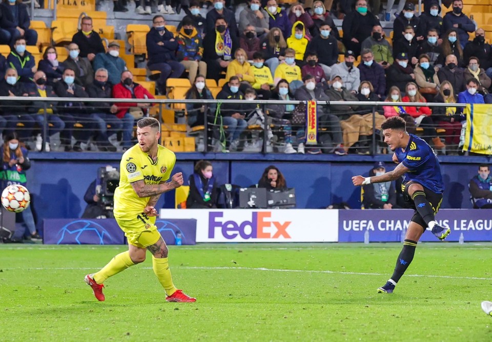 Sancho smashed home United's second of the game at Villarreal to seal the win