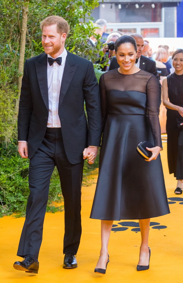 Prince Harry and Meghan Markle at the 2019 London premiere of The Lion King