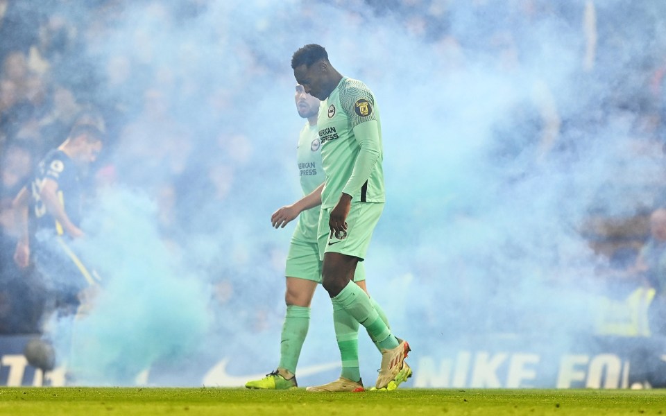 Brighton celebrate as Danny Welbeck snatched a last-gasp point at Chelsea