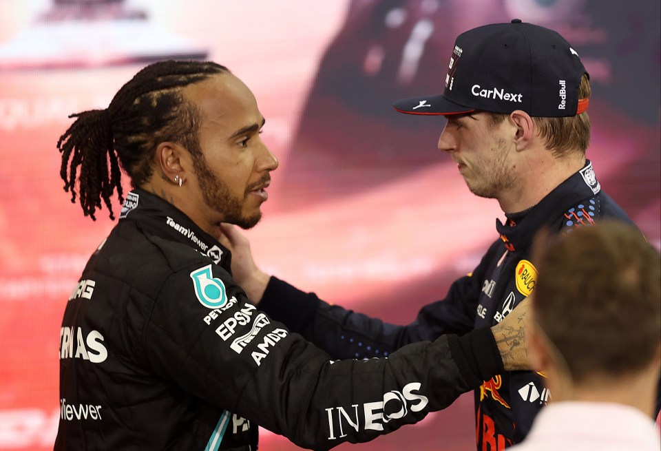 Lewis Hamilton and F1 race rival Max Verstappen