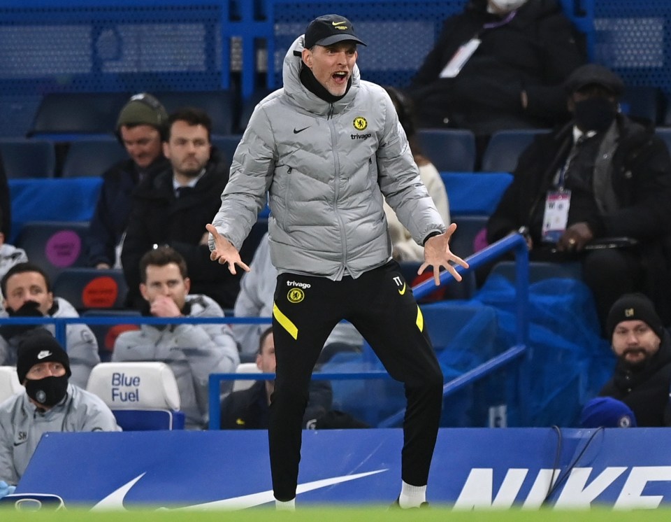 Thomas Tuchel cut an animated figure during the nervy match at Stamford Bridge