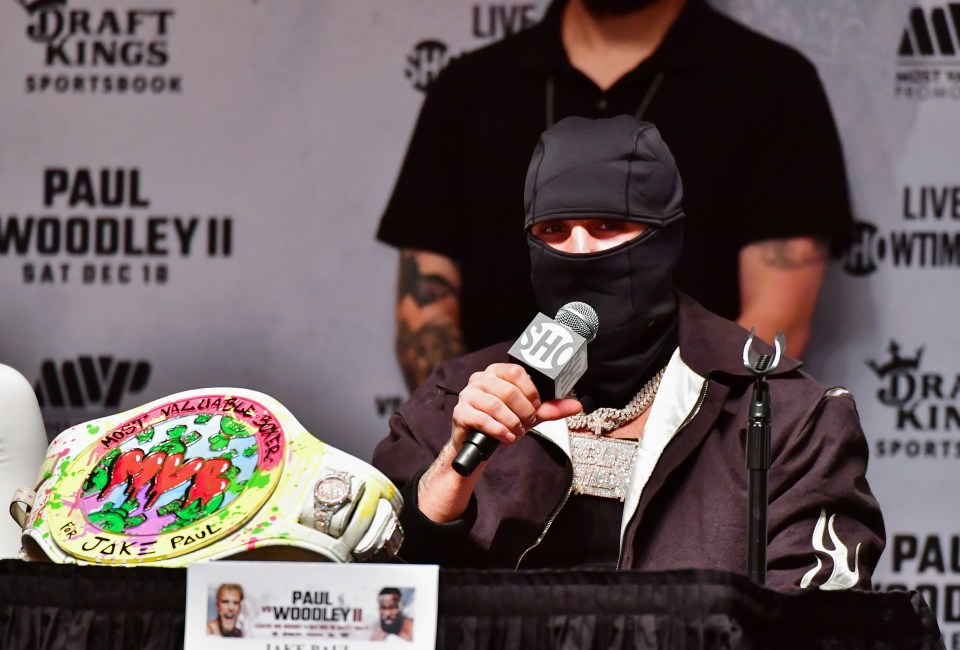 Jake Paul turned up to the press conference in a ski mask