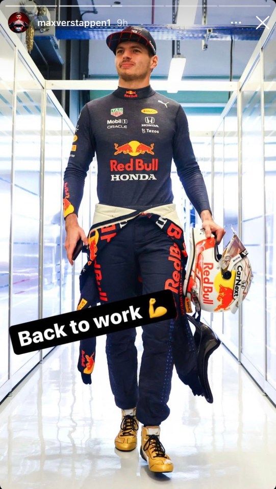 Verstappen walked the corridors in Abu Dhabi wearing golden racing boots