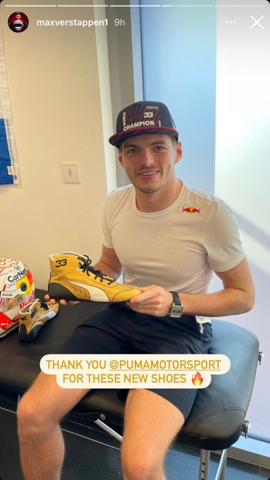 Puma gave Verstappen the special boots with his championship car No33 on the side