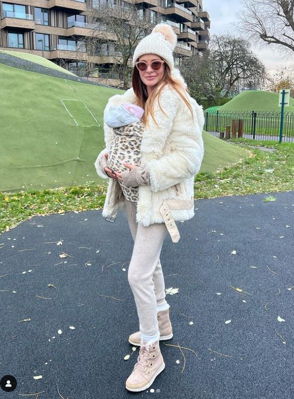 The 32-year-old revealed she went out for her first walk with the little one today