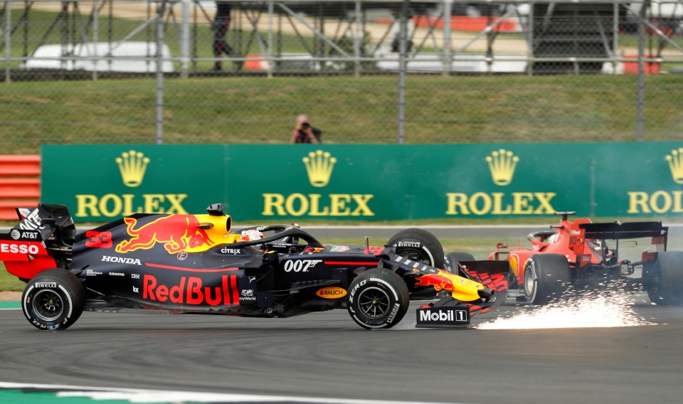 Verstappen crashed out of the Silverstone GP after Hamilton clipped his rear