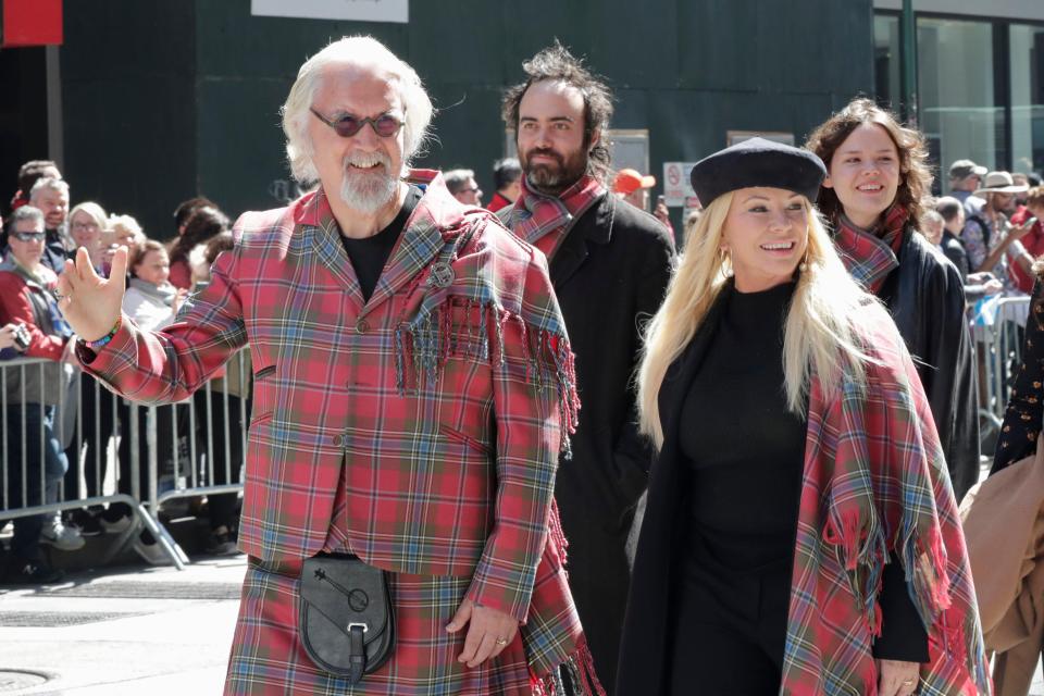 Billy with wife Pamela and children at the New York City Tartan Day parade in 2019