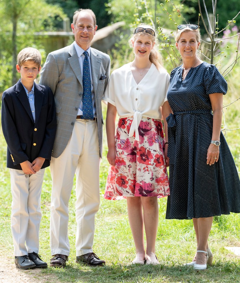 Sophie, Countess of Wessex, pictured with her husband Prince Edward and their children Lady Louise and James, Viscount Severn