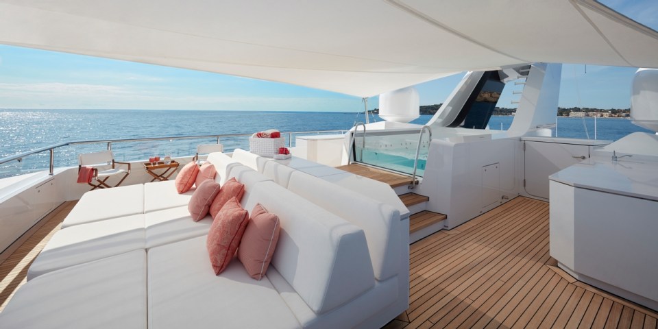 Joy boasts a deck jacuzzi that overlooks the sea