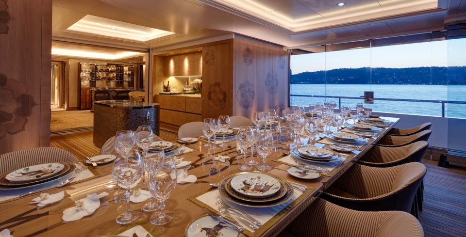 A huge dining room offers an incredible sea view