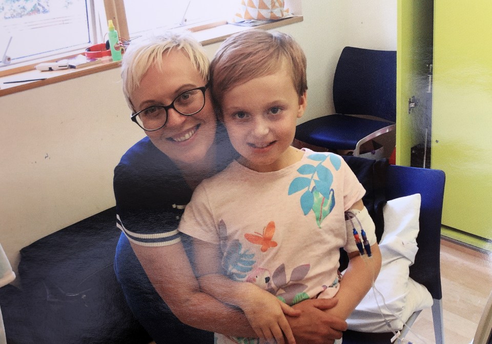 Sophia and mum Vickie during her treatment