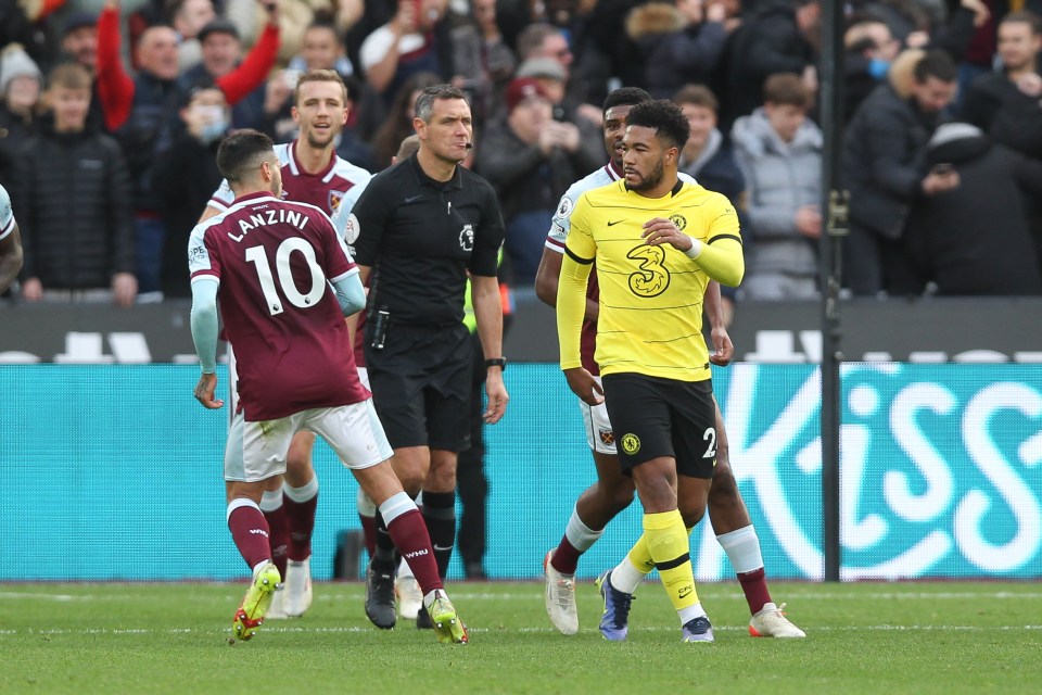 Lanzini confronted James after scoring the penalty