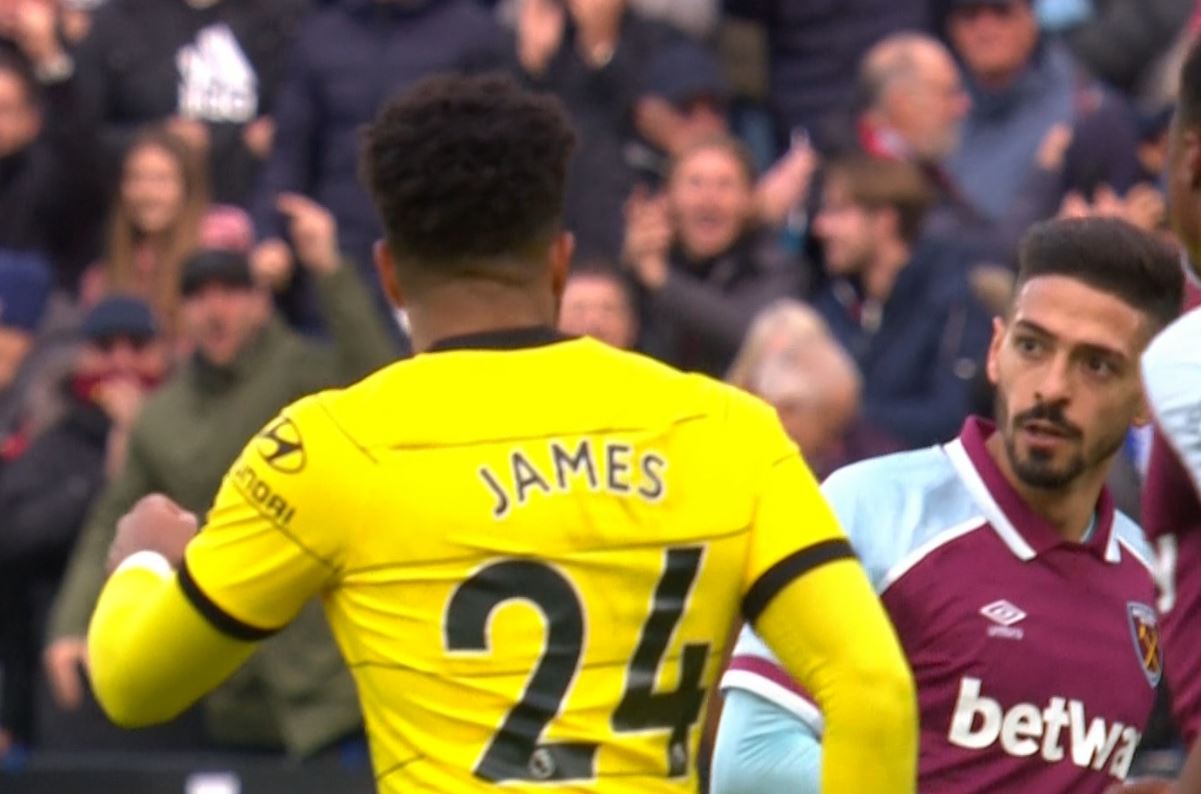 Lanzini was clearly not happy with James