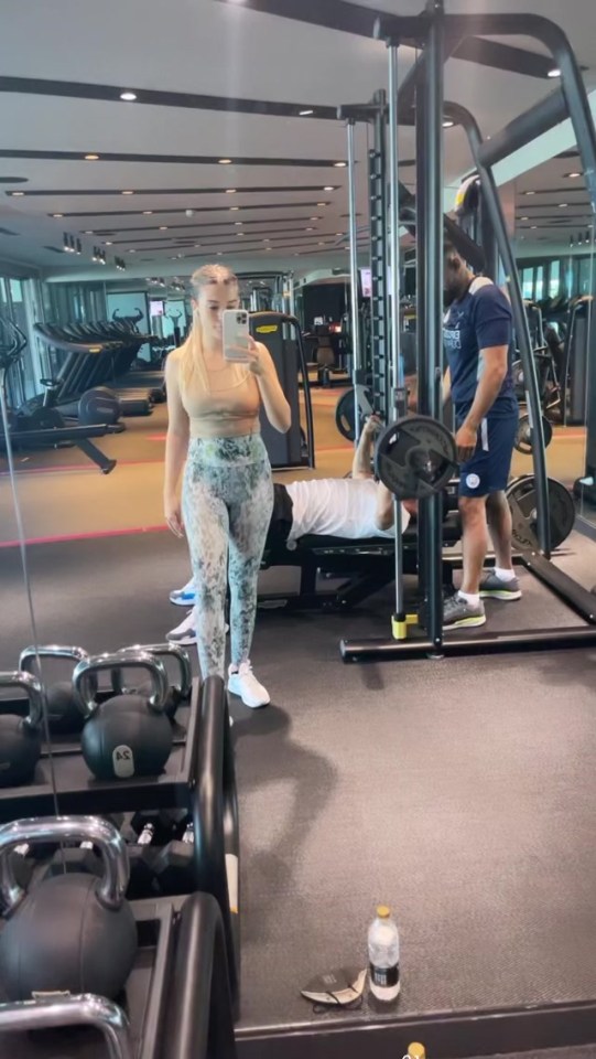 Sofia took a snap from the gym as she spent some time away with Aguero