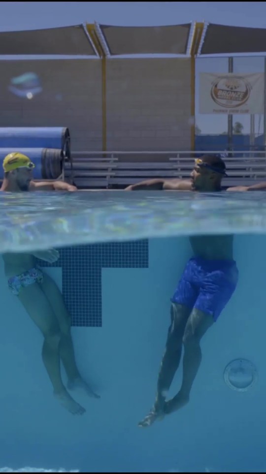 They enjoyed a pleasant chat in the pool after going for a swim