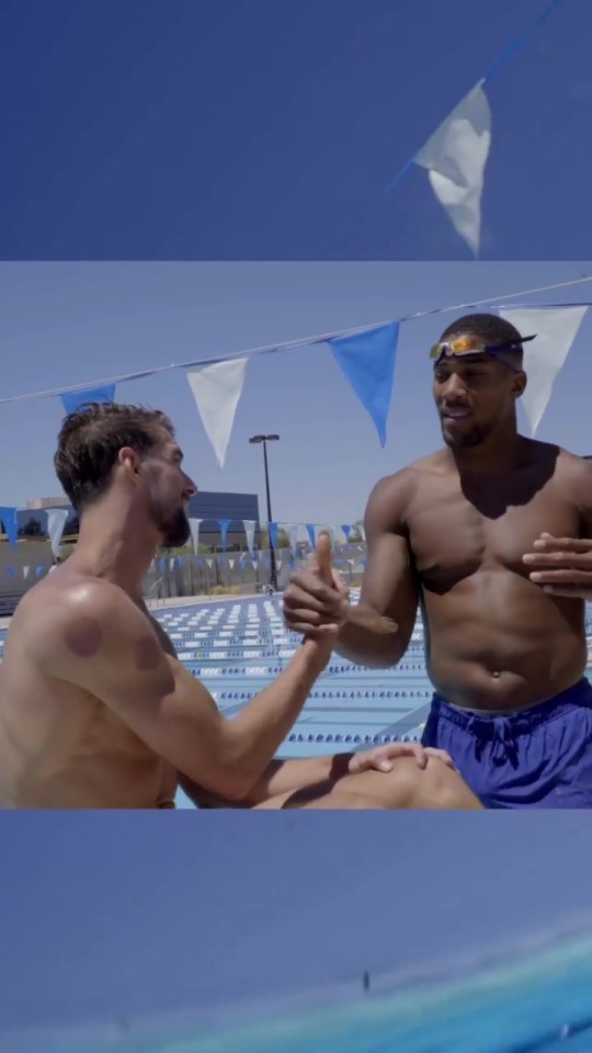 Phelps and Joshua met up for a brief chat before hitting the pool