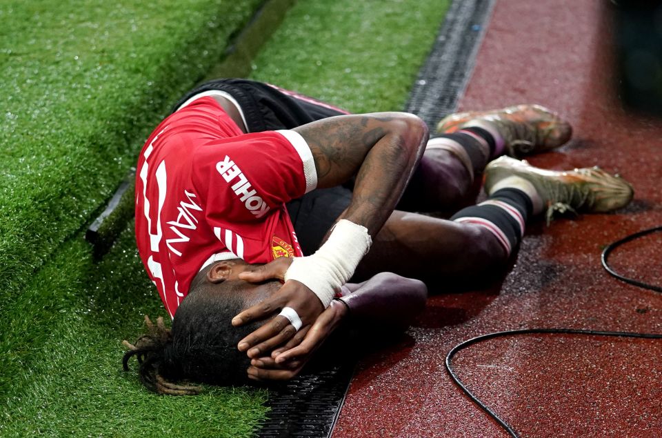 Aaron Wan-Bissaka collided with an advertising board at the end of Man Utd's draw with Young Boys