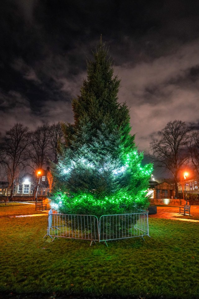 The Christmas tree can only be lit on the bottom half due to health and safety regulations