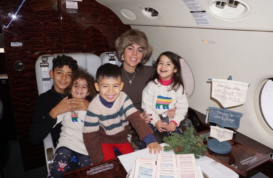 Georgina was taking Cristiano Ronaldo’s kids Cristiano Jr, Alana Martina, and twins Eva Maria and Mateo to meet Santa