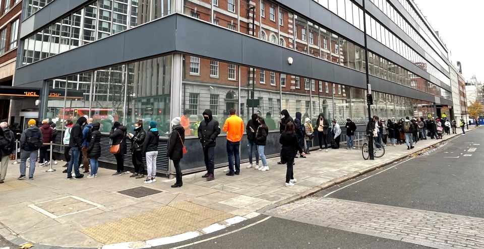 Brits queueing for their booster jabs in London