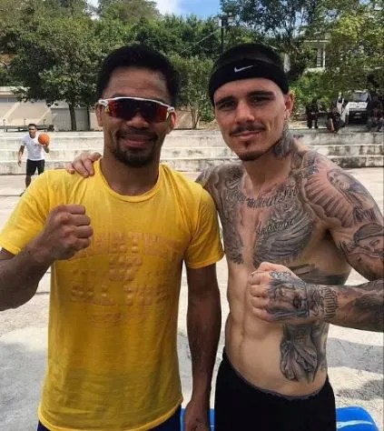 The Aussie looks up to boxing legend Manny Pacquiao