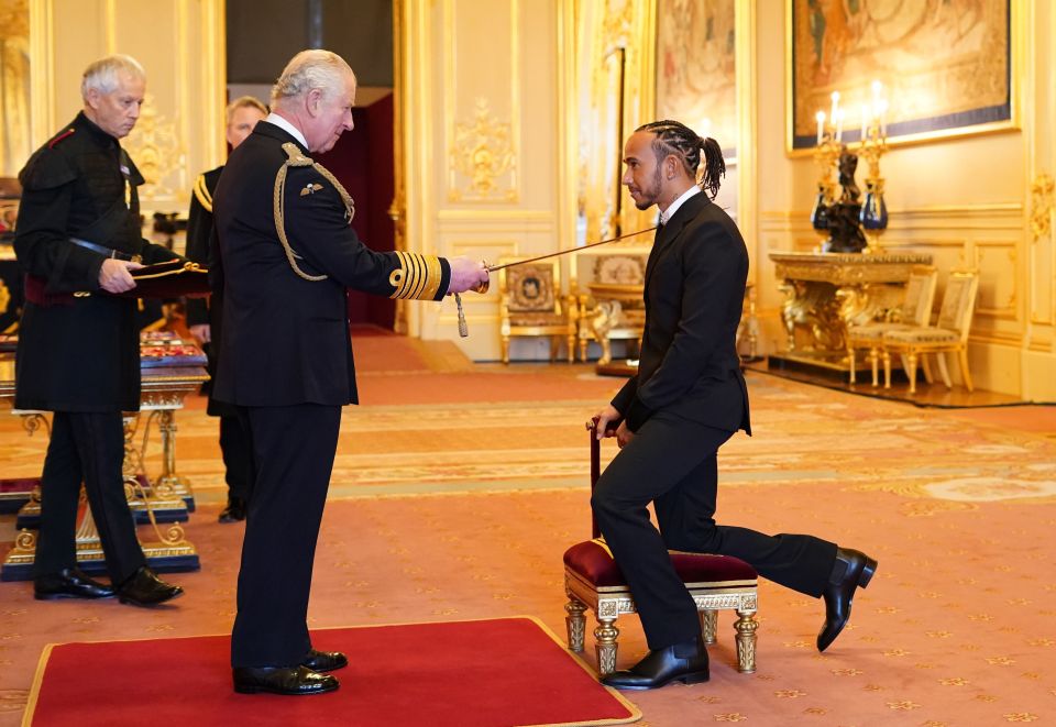 Lewis Hamilton was knighted by Prince Charles on Wednesday